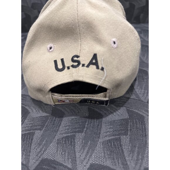 Eagle Embroidered Beige Baseball Cap U.S.A. Design Adjustable Strap NRA America - Picture 3 of 7